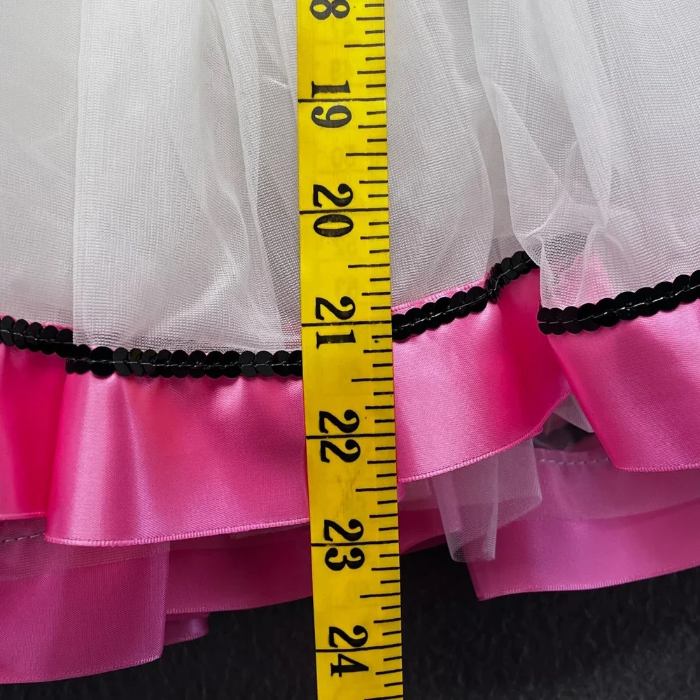 Dansco Girls Dance Costume Tutu Dress White‎ Black Pink Floral MC Ballet Recital